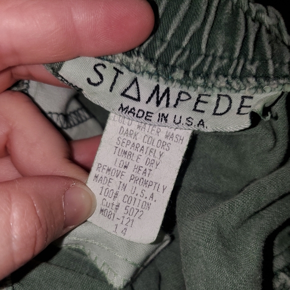 Vintage Stampede army green Women’s Jeans SZ 14 Ruffle High Waisted made in USA - Picture 6 of 6